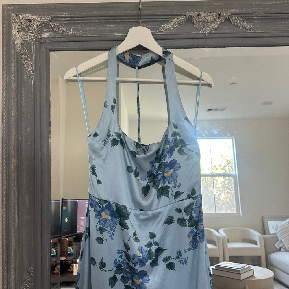 Reformation Light Blue Floral Halter Maxi Dress - Picture 8 of 14